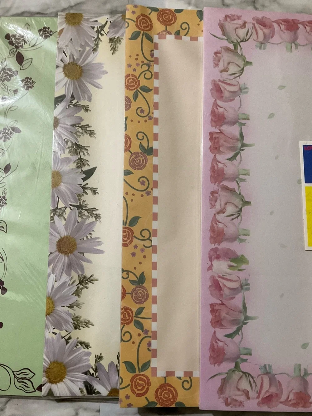 Stationery with Decorative Floral Border Assortment - Multi-Color 4 Packs